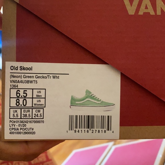 New Vans  Old School (Neon)  Green Gecko/Tr Wht - Picture 6 of 6